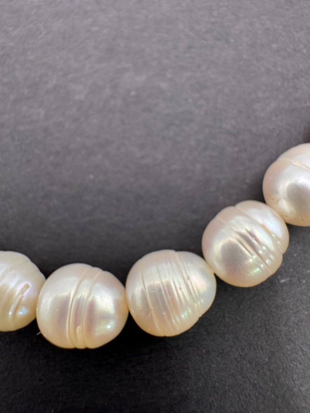 925 Sterling Silver Baroque Pearl Necklace 8MM 16.5in Cream Ivory Strand - Picture 3 of 11